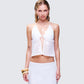 Isla Ivory Embroidered Halter Top model front