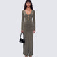 Isley Green Cut Out Ruched Maxi Dress model front