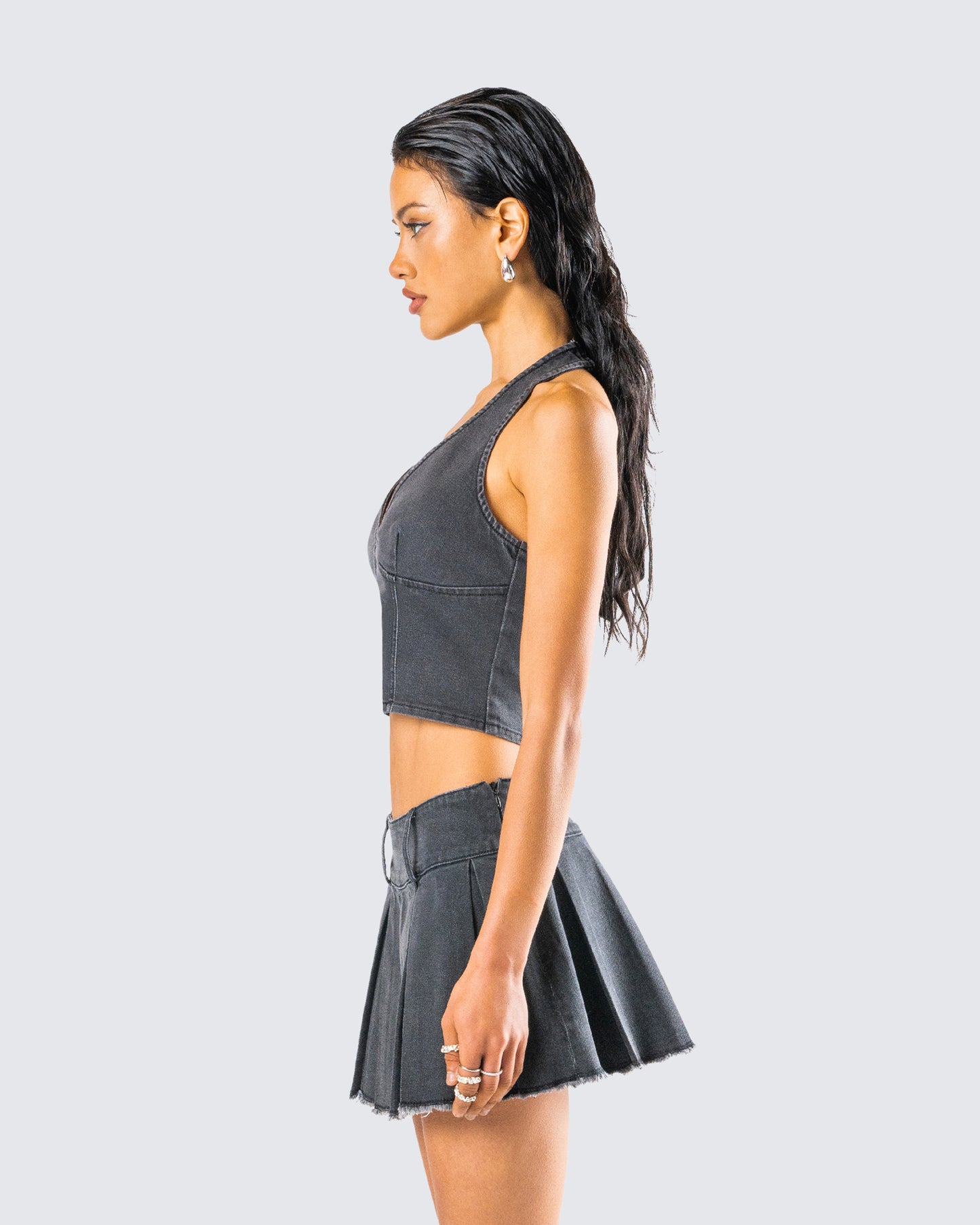 Ismay Black Denim Halter Top