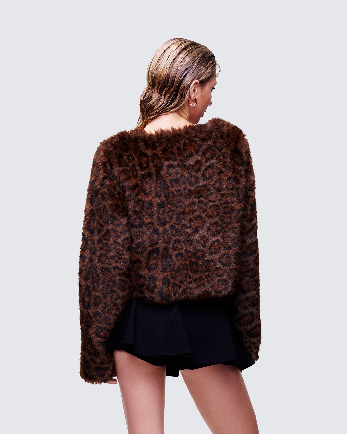 Isola Brown Faux Fur Cropped Jacket