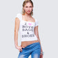 Isra White Cap Sleeve Graphic Top