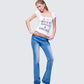 Isra White Cap Sleeve Graphic Top