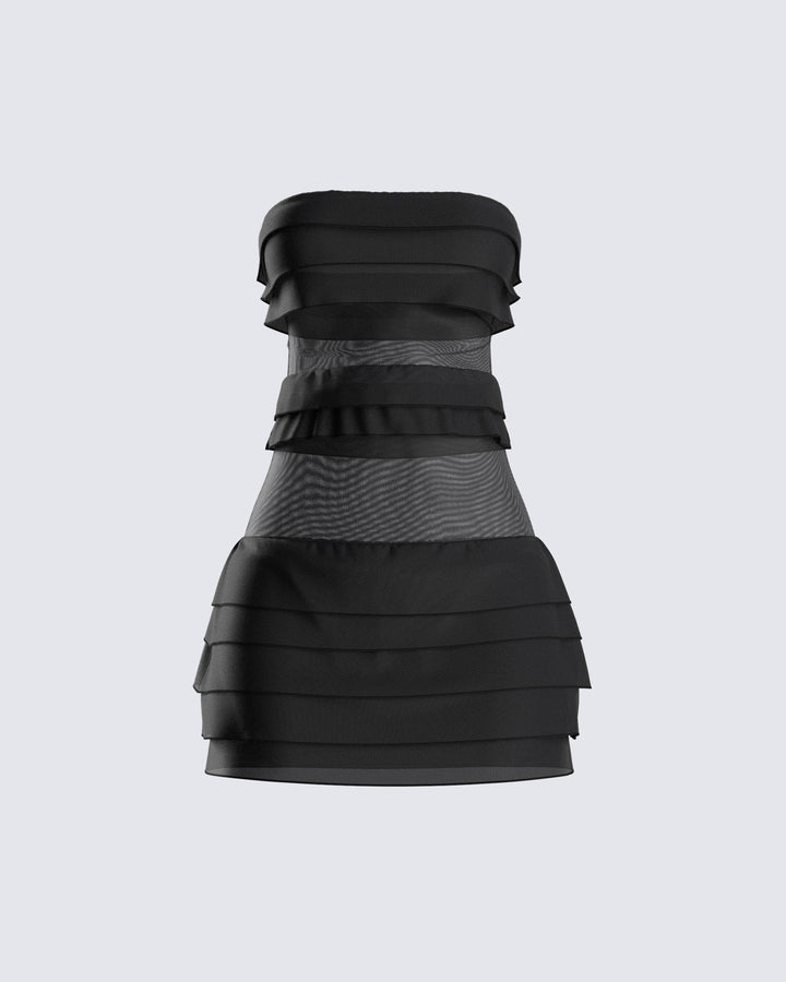 ginny black mesh mini dress Ginny Dress in Black OMNES