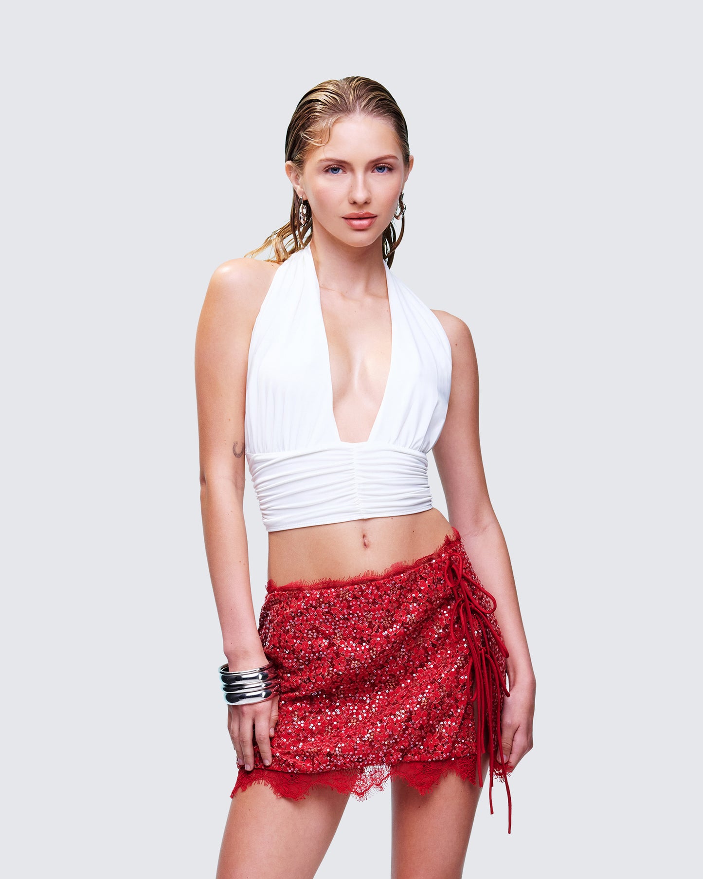 Iyanu Ivory Jersey Halter Top
