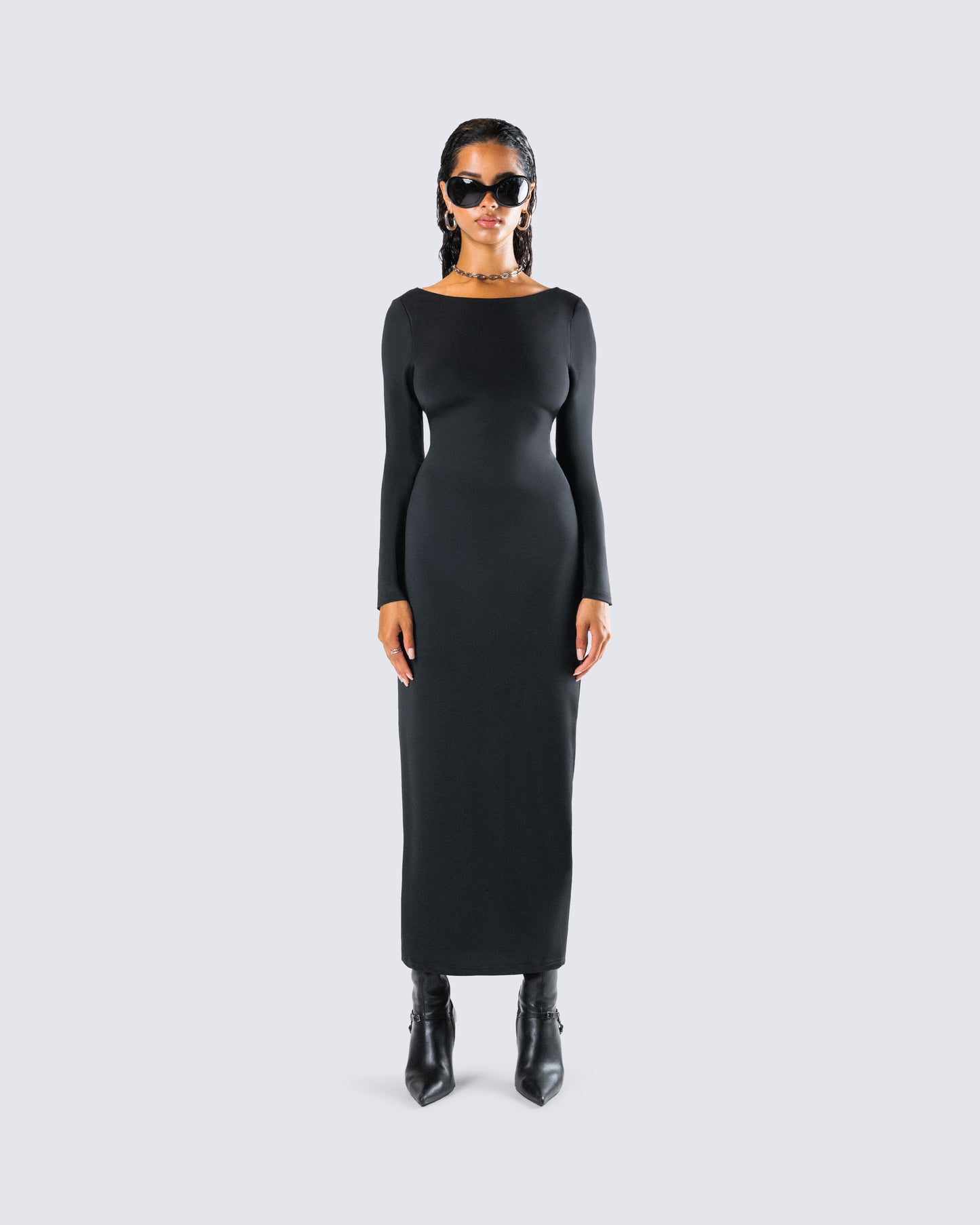 Izel Black Backless Maxi Dress