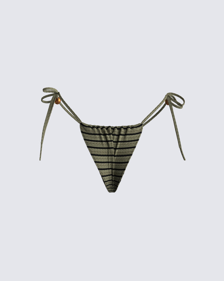 Izzy Olive Stripe Bikini Bottom