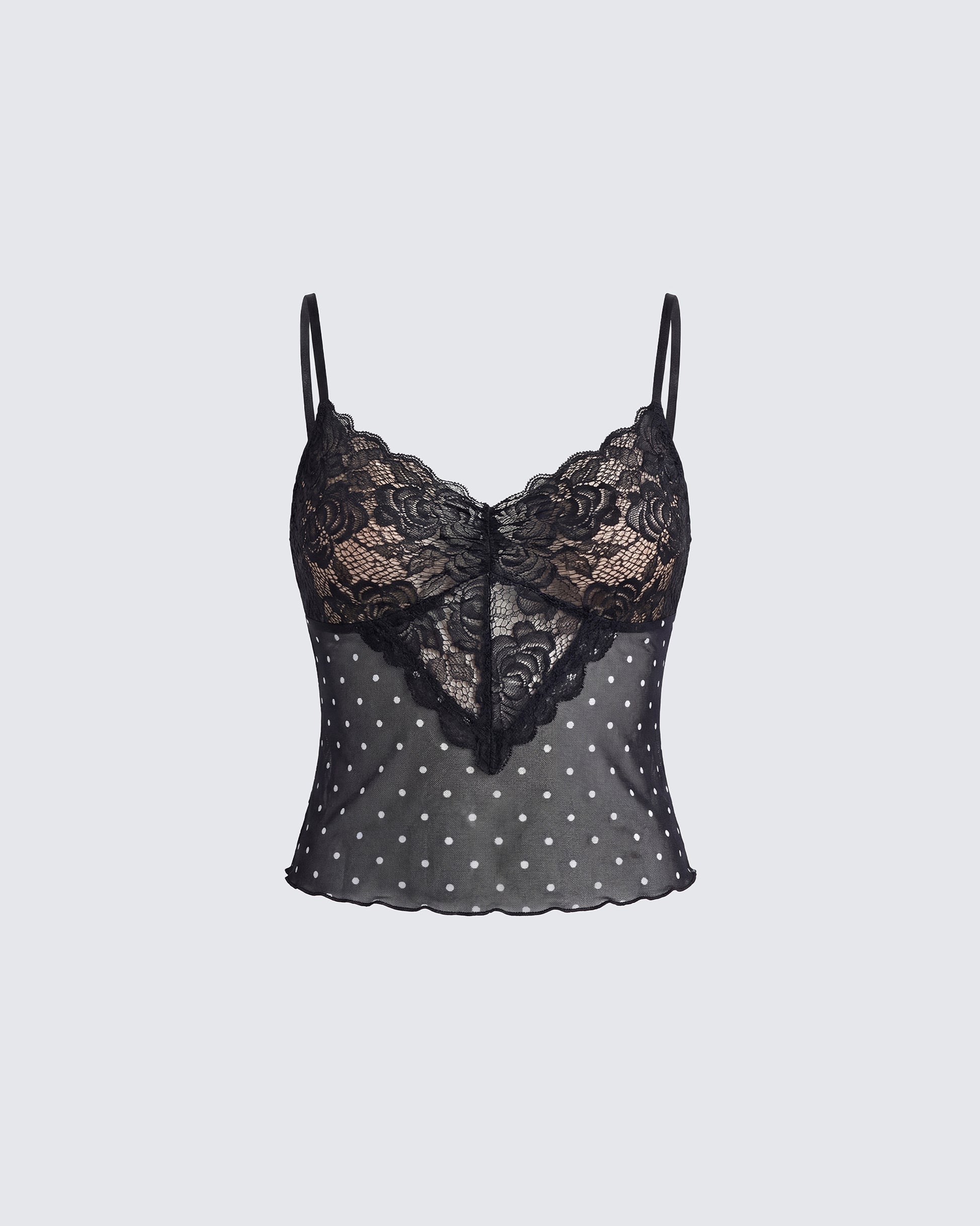 Inaya Multi Mesh Polka Lace Edge Cami Top product front