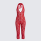 Isabel Red Lace Capri Jumpsuit