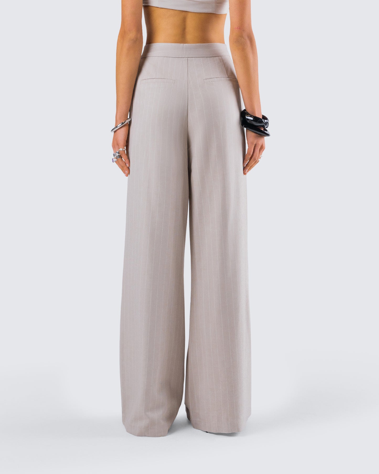 Jaelyn Beige Pinstripe Trouser