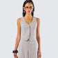 Jaelyn Beige Pinstripe Vest