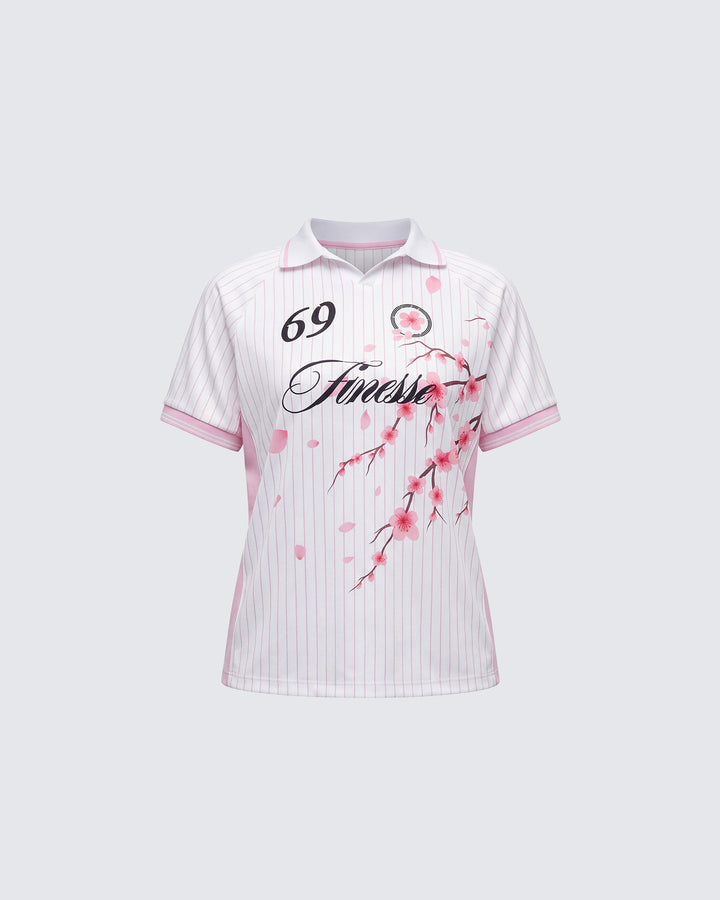 Janae Pink Blossom Sports Jersey Top product front