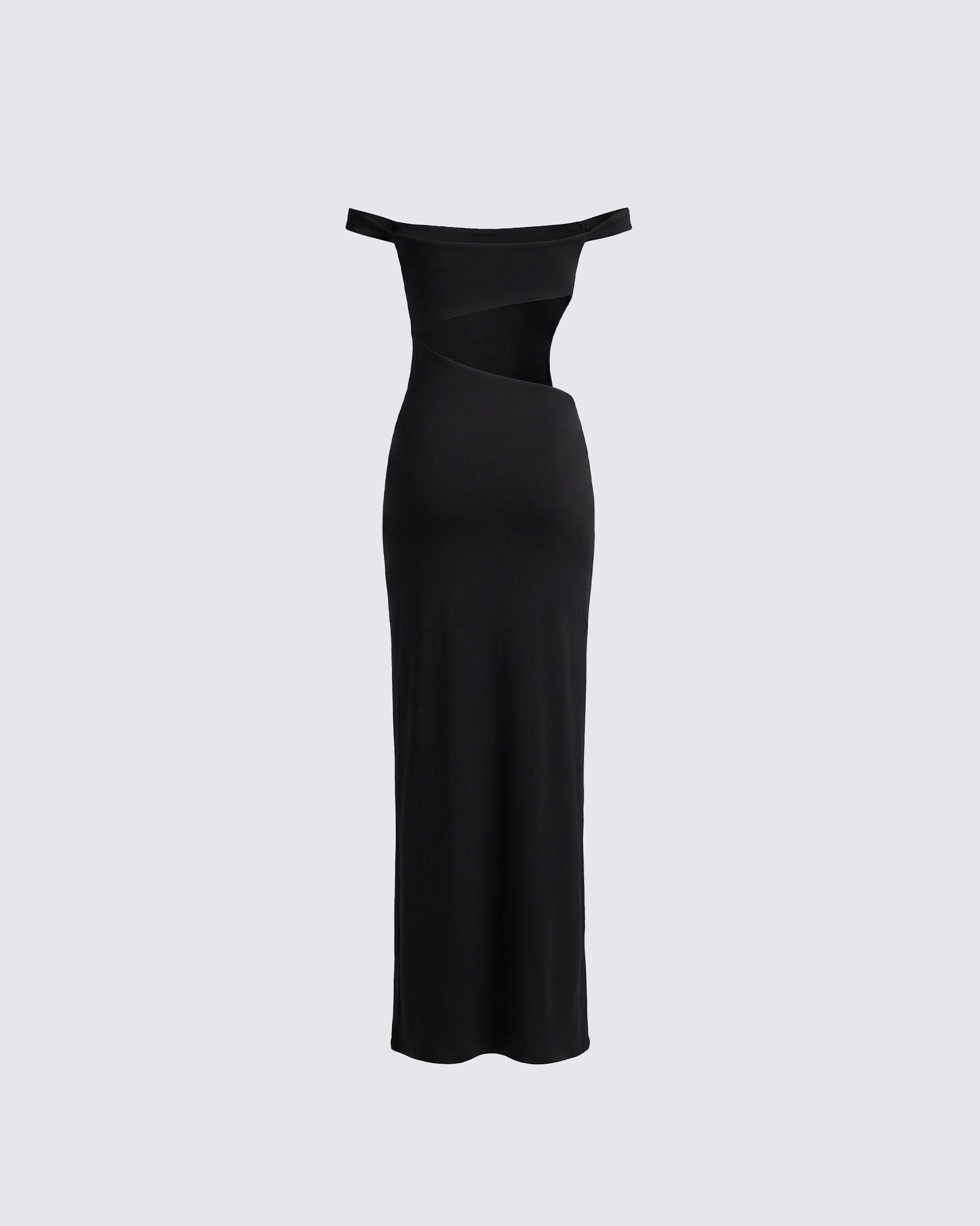 Black Off Shoulder Maxi Dress - Bodycon Ribbed – FINESSE
