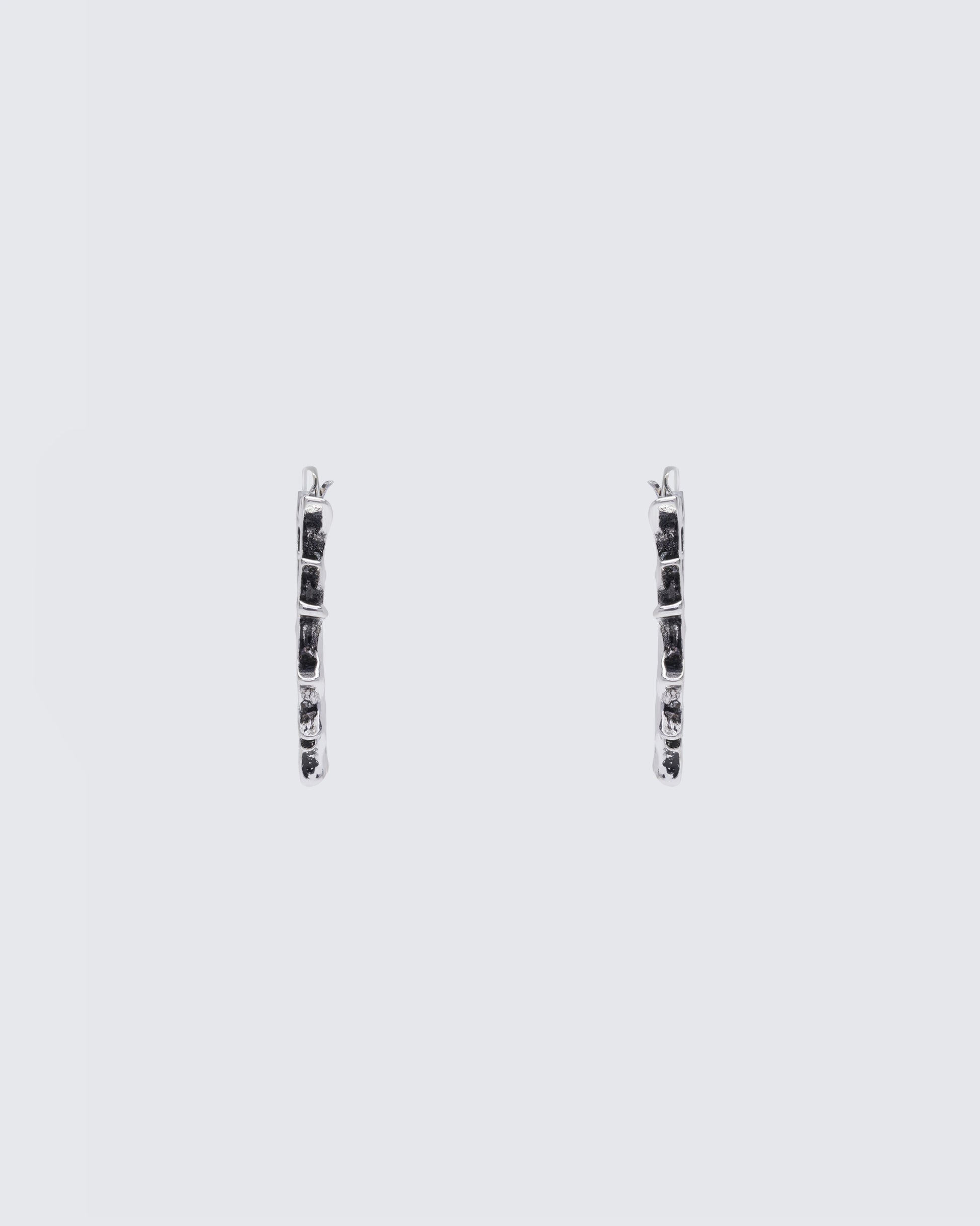 Janise Silver Molten Spike Hoop Earrings product front