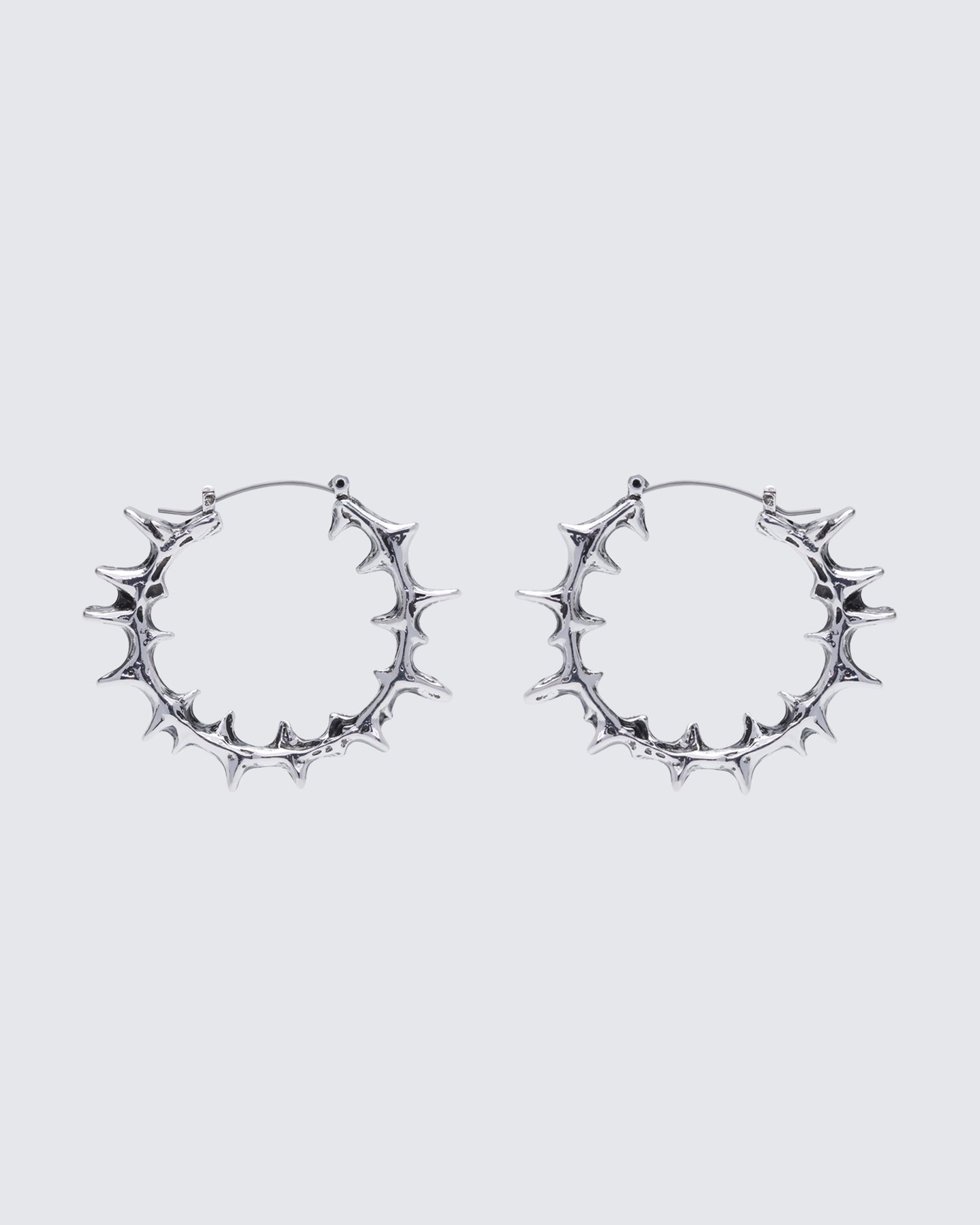 Janise Silver Molten Spike Hoop Earrings