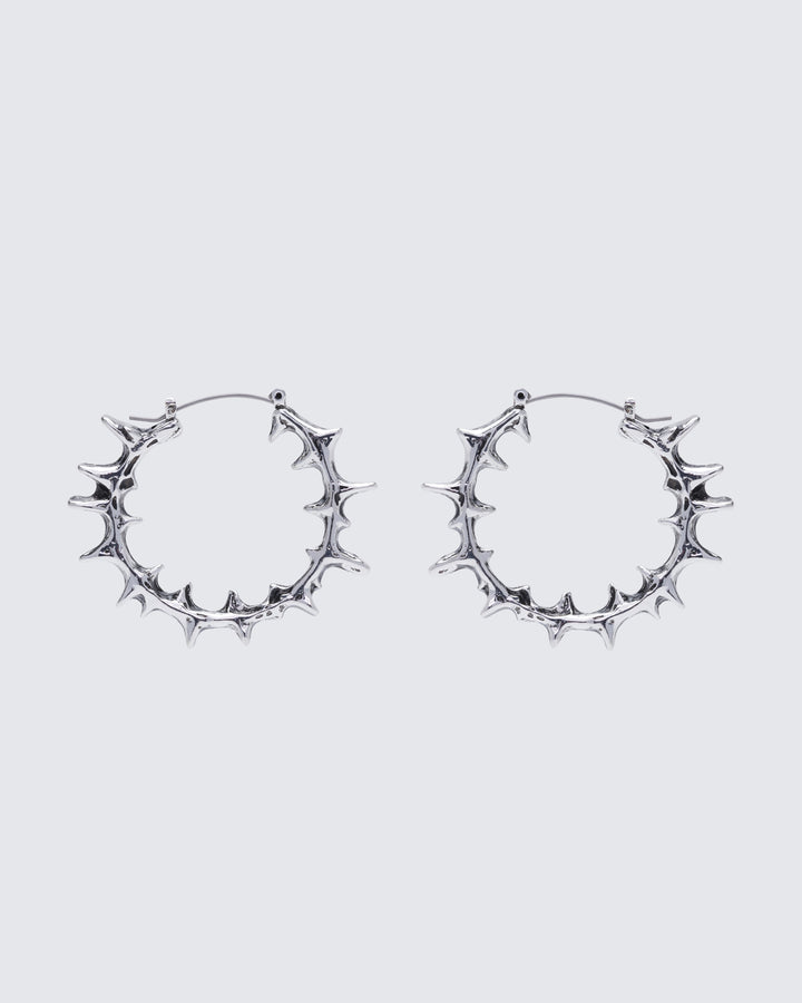 Janise Silver Molten Spike Hoop Earrings