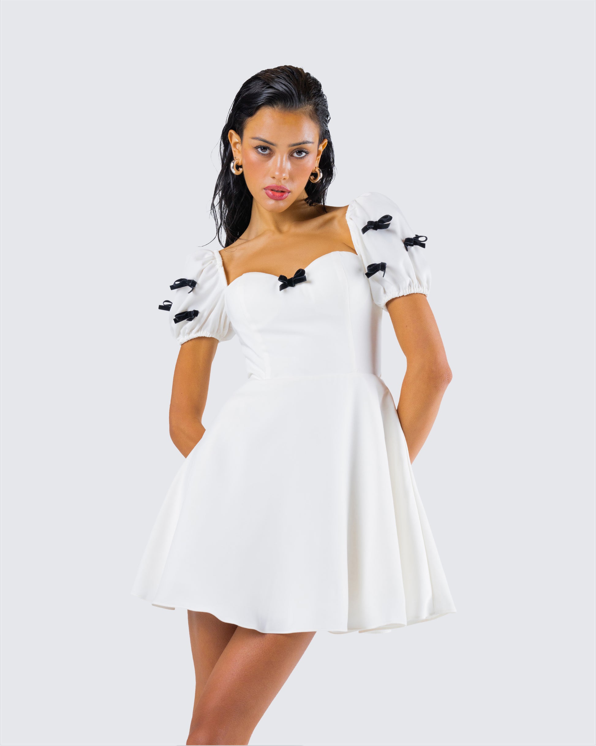 Puff Sleeve Select Skater Dress Women's Green Gathered Bust Puff Sleeve Skater Dress Ally Fashion Puff Sleeve Select Skater Dress Women's Green Gathered Bust Puff Sleeve Skater Dress Ally Fashion