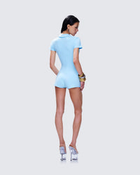 Jeane Marie Blue Mini Rib Romper