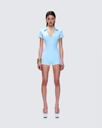 Jeane Marie Blue Mini Rib Romper
