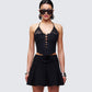 Jennie Black Lace Halter Corset Top model front