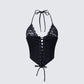 Jennie Black Lace Halter Corset Top product front