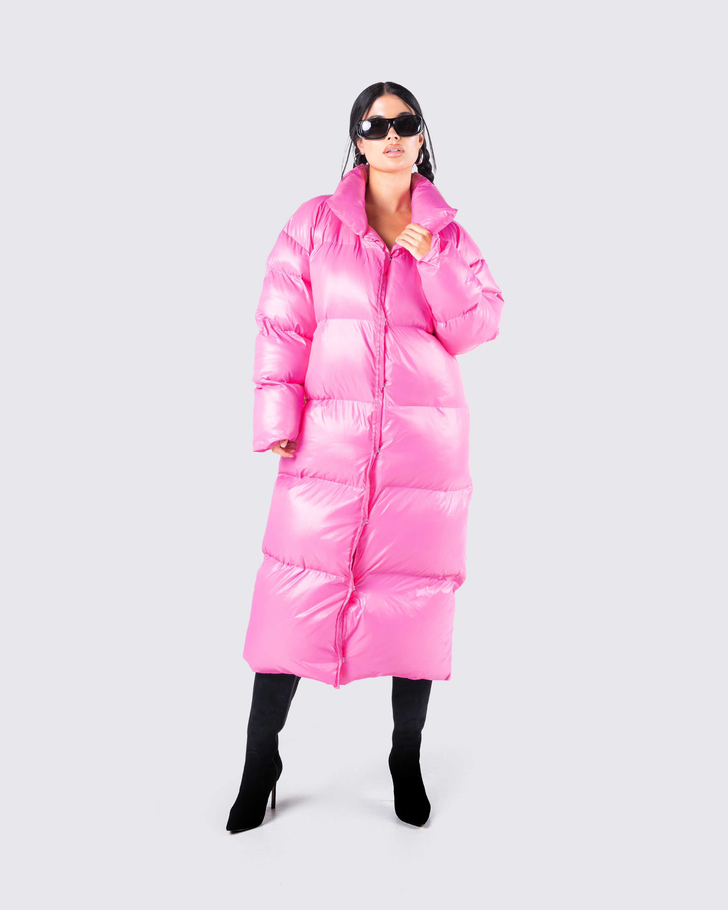 Pink oversized hotsell puffer jacket