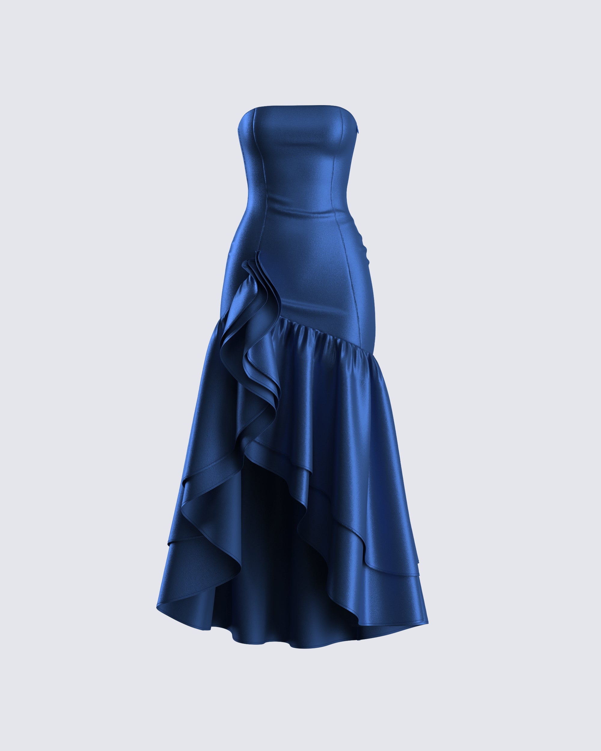 Navy ruffle dress hotsell