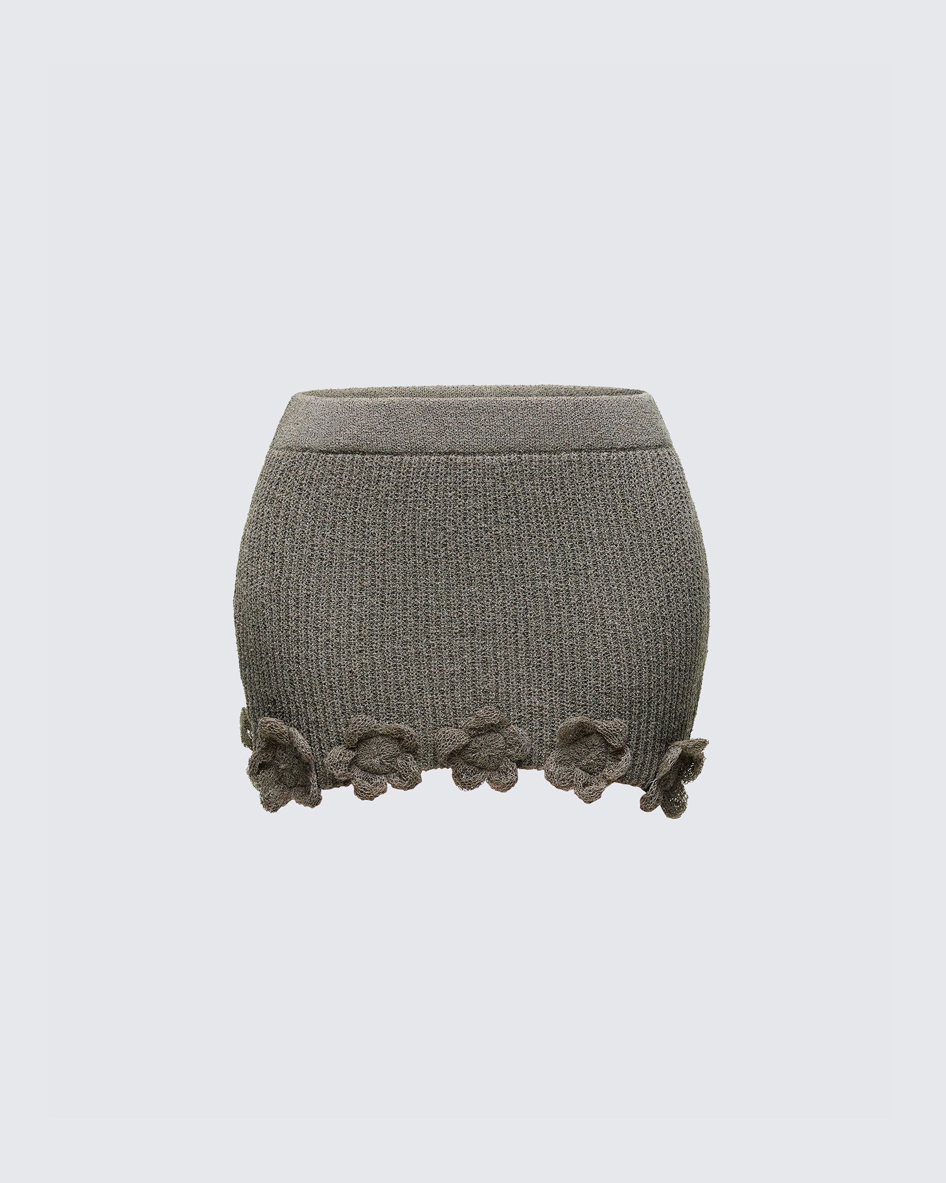 Jordan Green Knit Flower Hem Mini Skirt product front