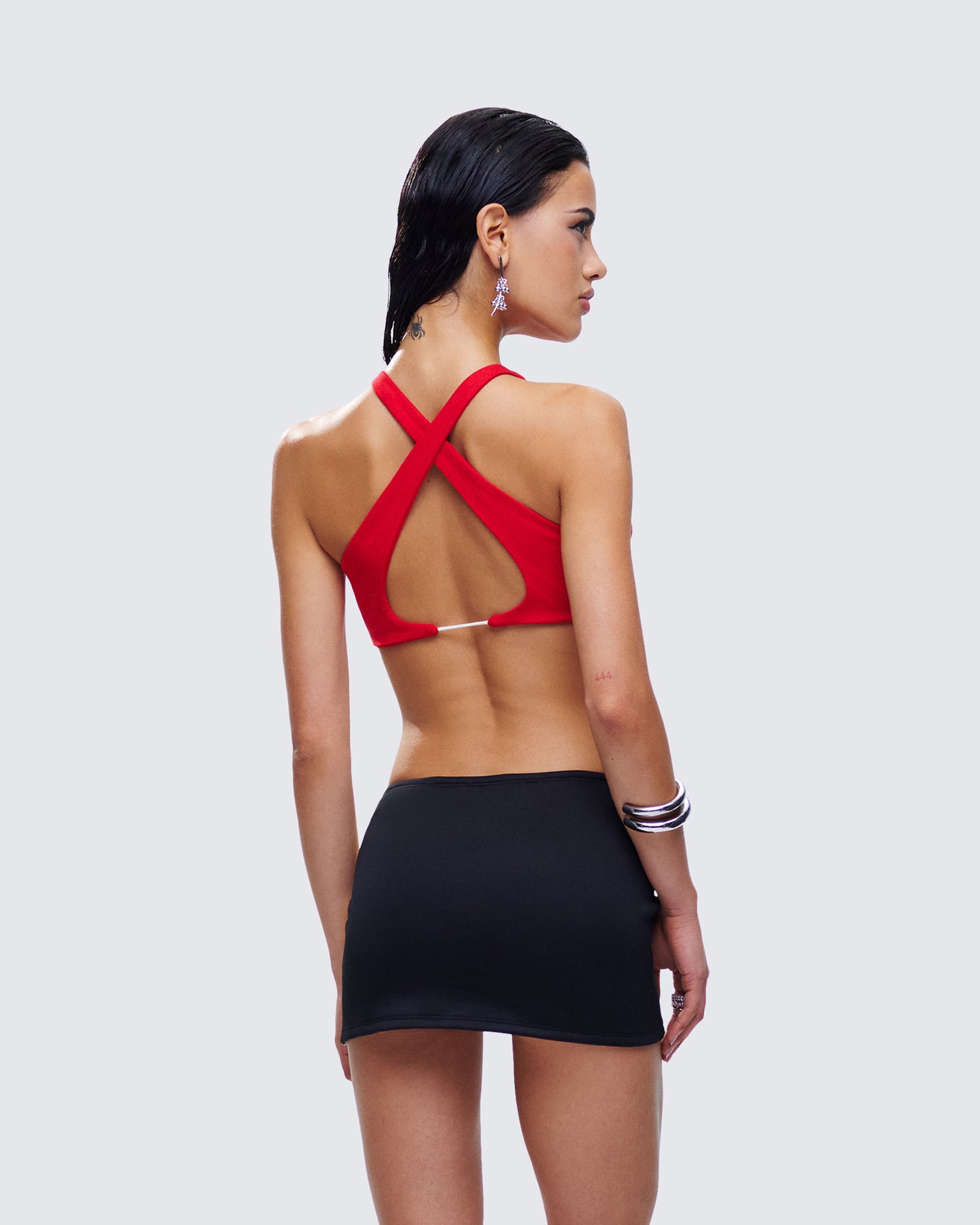 Jordy Red Rib Cropped Racer Top