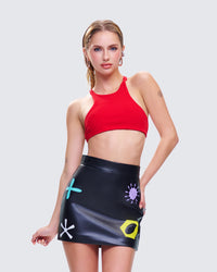 Jordy Red Rib Cropped Racer Top