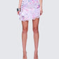 Josette Lilac Satin Printed Lace Up Skirt model front