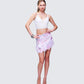 Josette Lilac Satin Printed Lace Up Skirt