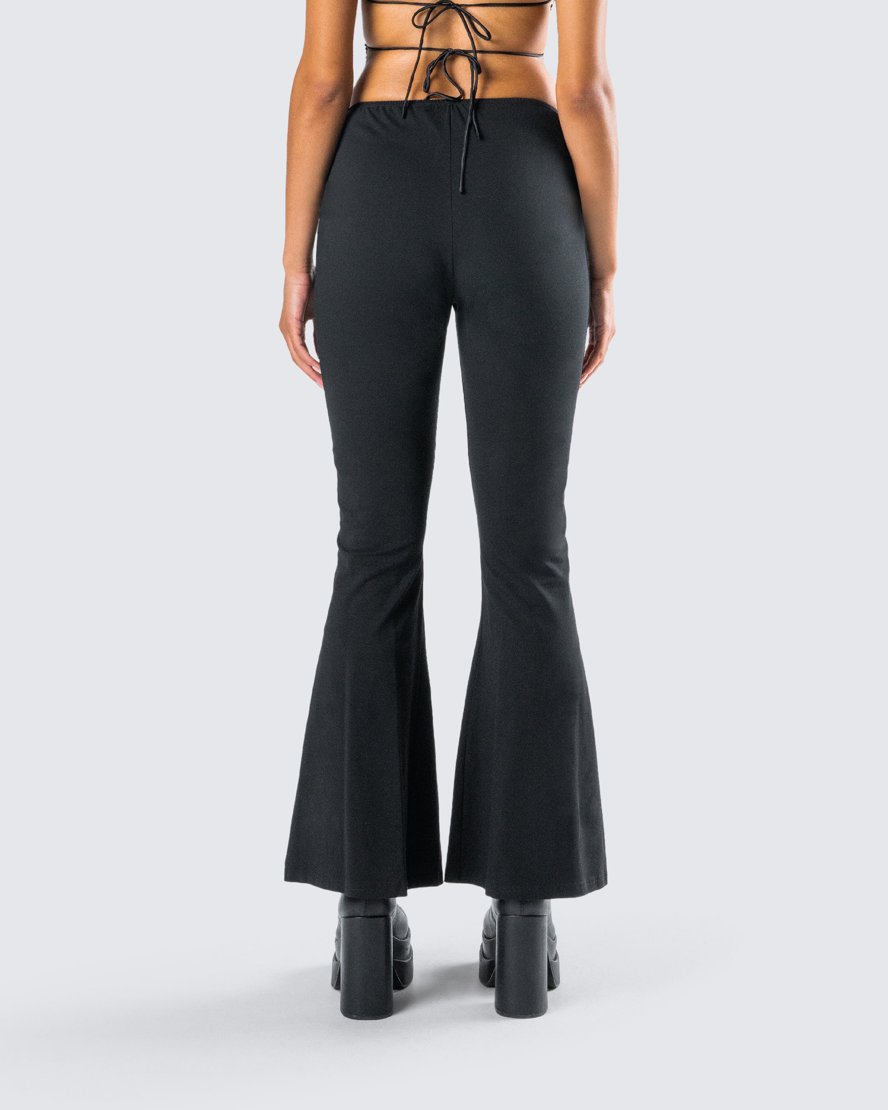 Juan Black Lace Up Flare Pant