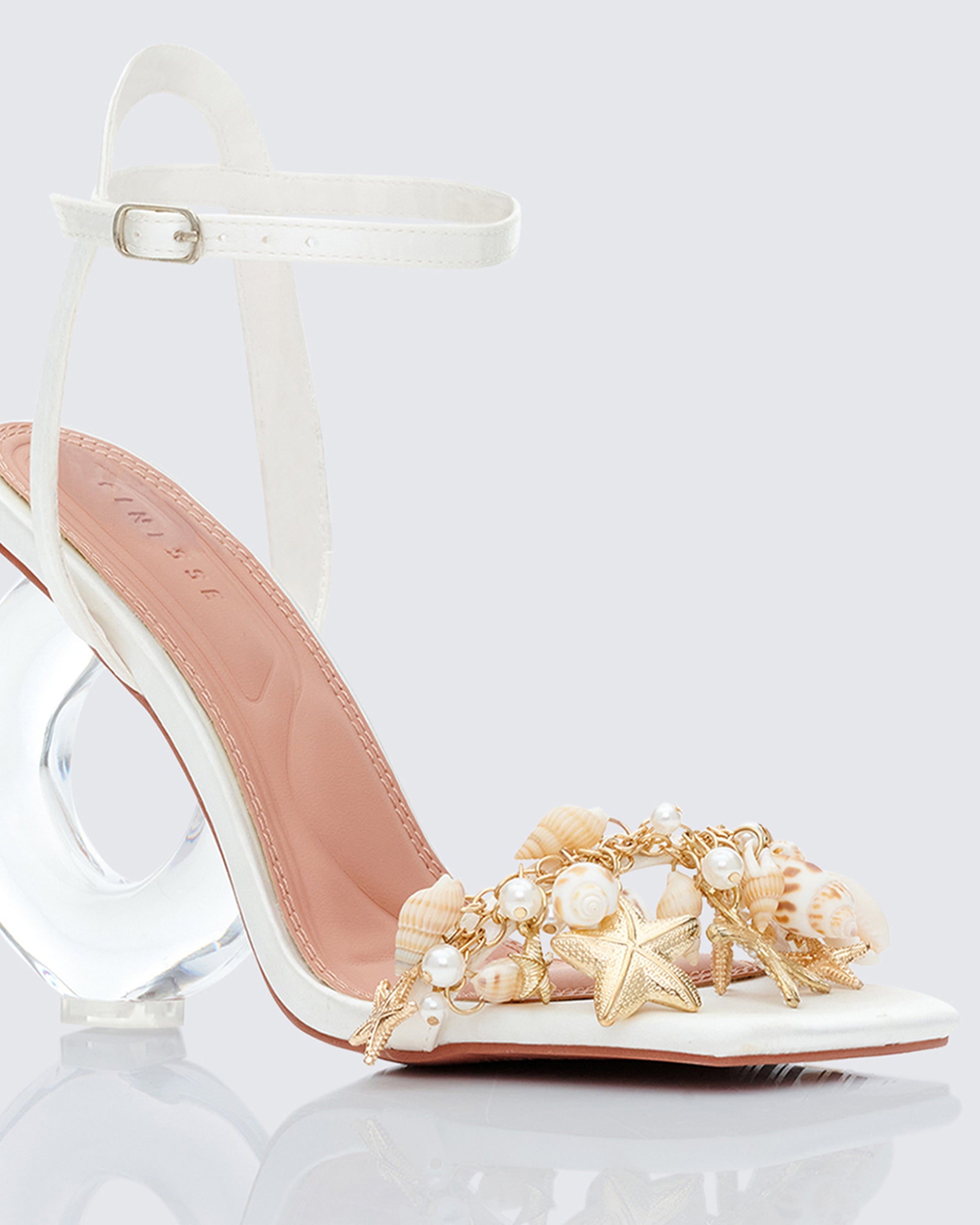 Jude Gold Seashell Charm Sandal - back view