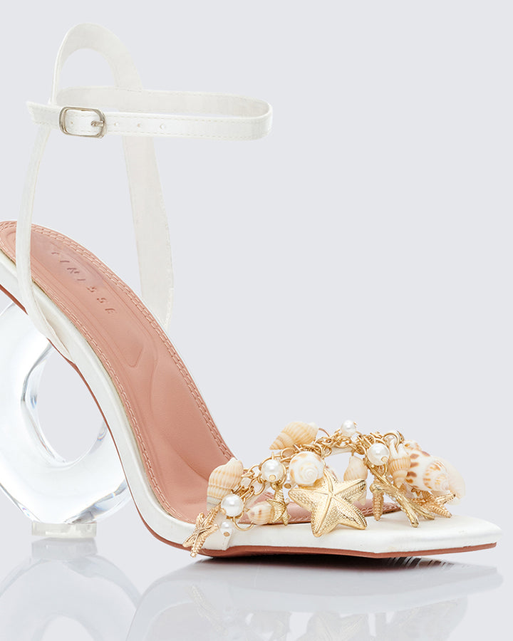 Jude Gold Seashell Charm Sandal - back view