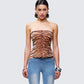 Juliana Brown Tiger Print Top