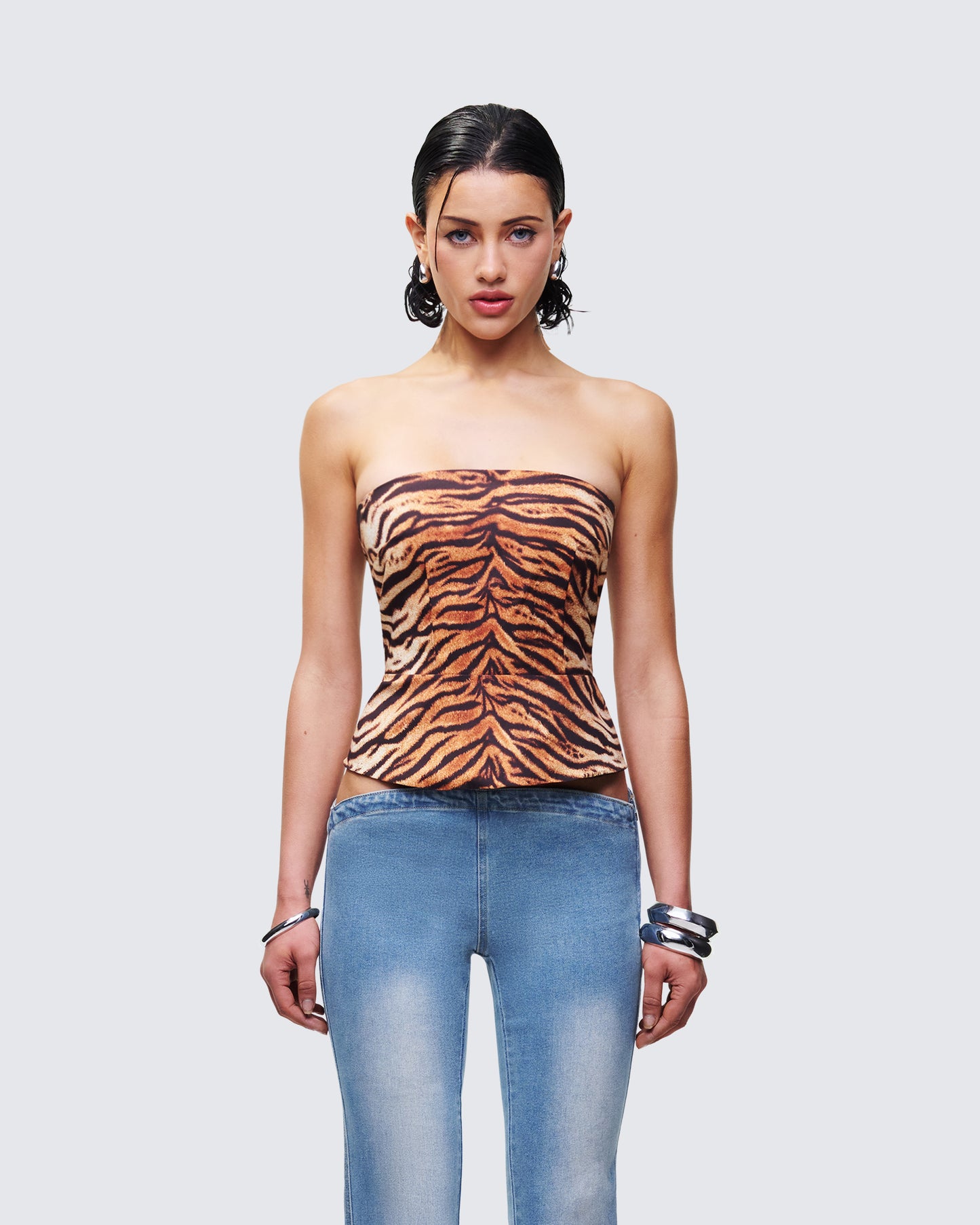 Juliana Brown Tiger Print Top