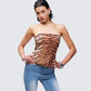 Juliana Brown Tiger Print Top