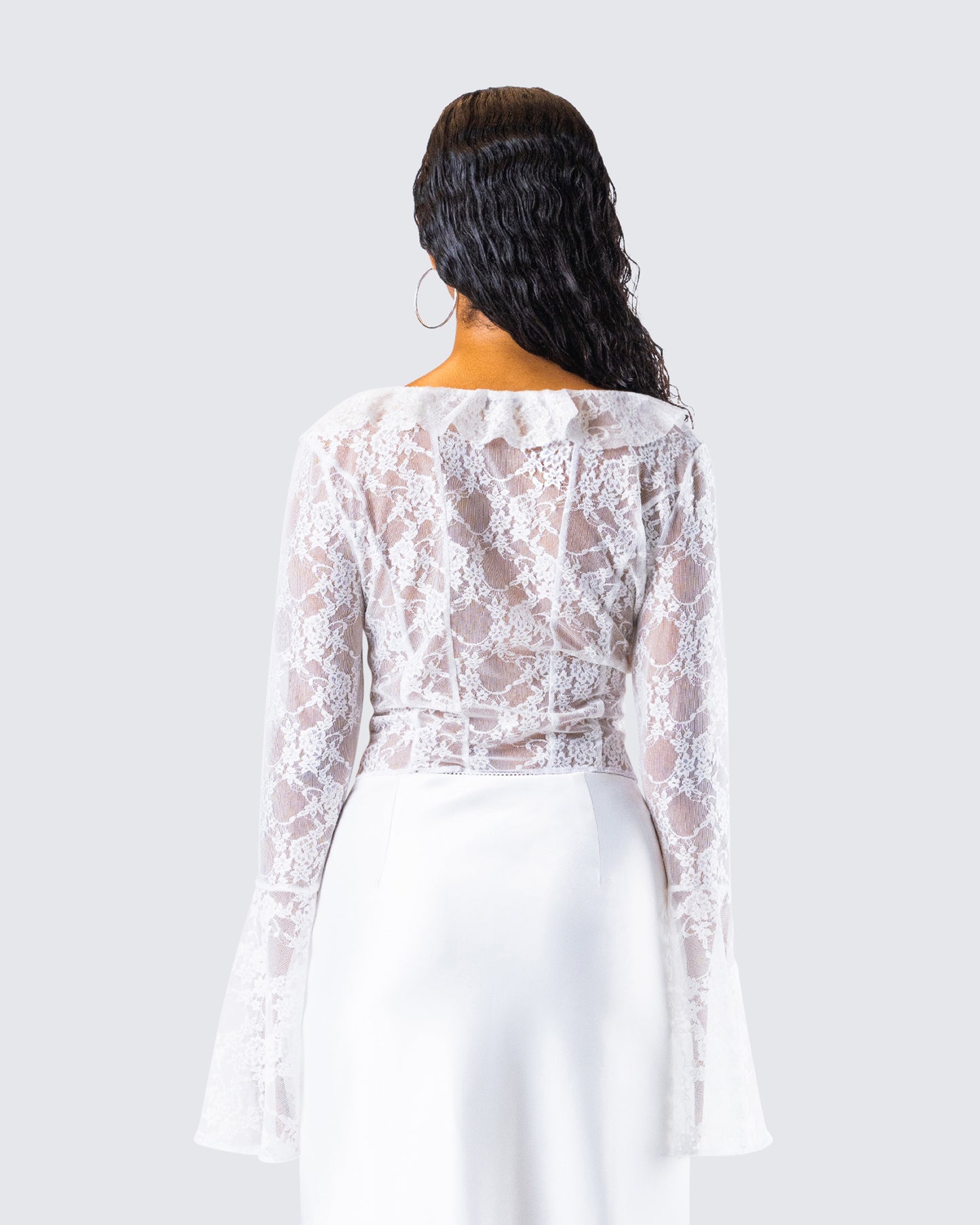 Juliet White Lace Ruffle Top