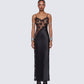 June Black Lace Satin Mix Maxi Dress model front