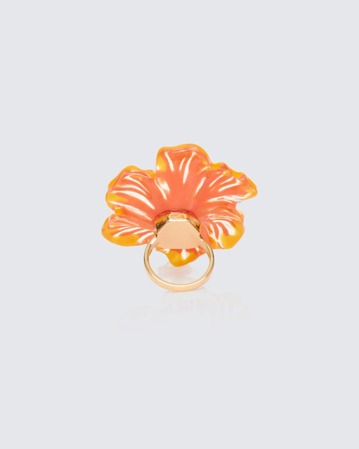 Juni Orange Plumeria Flower Ring