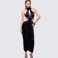Junia Black Ruched Midi Dress