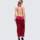 Junia Red Ruched Midi Dress