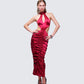 Junia Red Ruched Midi Dress