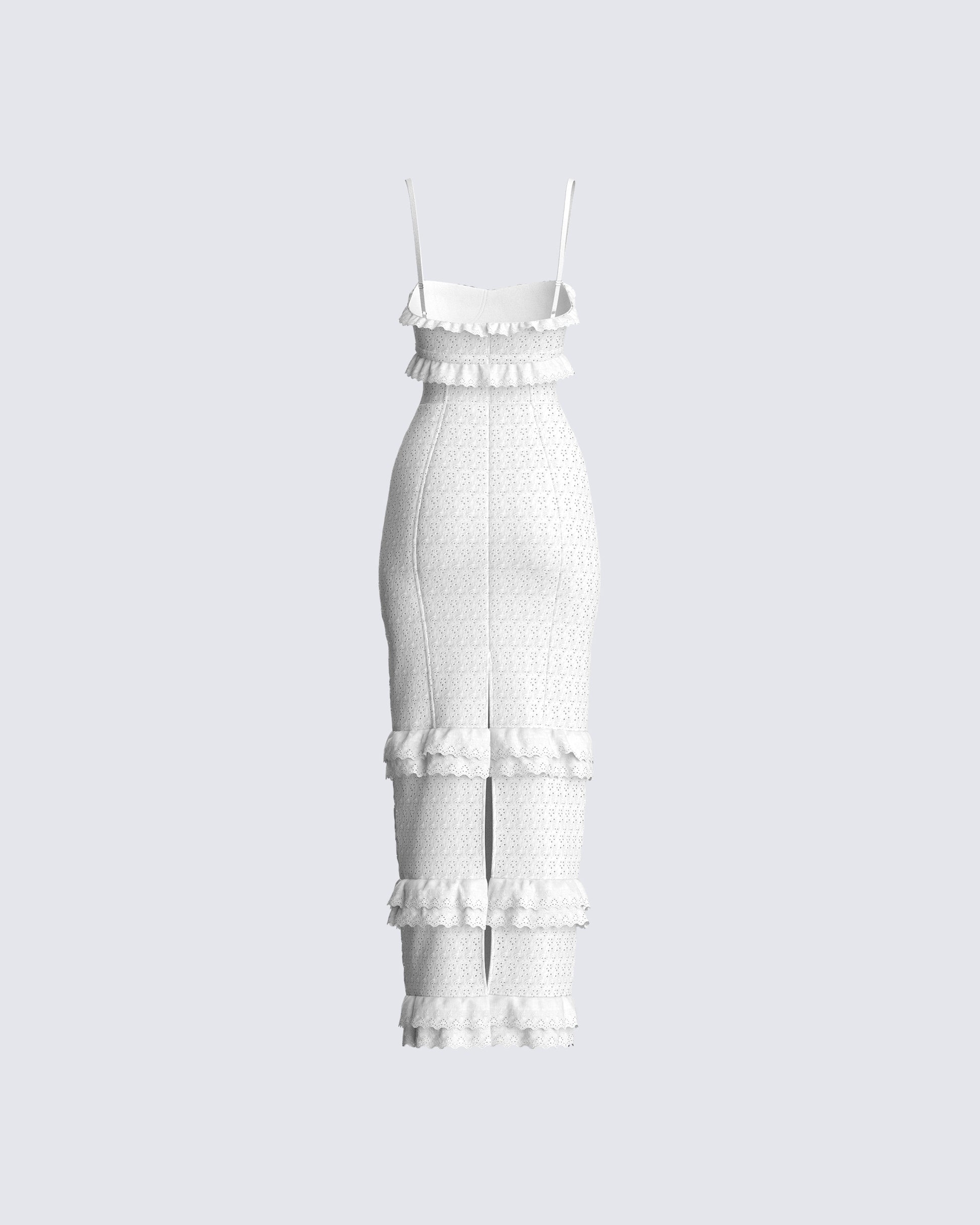 White Eyelet Maxi Dress - Tiered Ruffle Cotton FINESSE White Eyelet Maxi Dress - Tiered Ruffle Cotton FINESSE