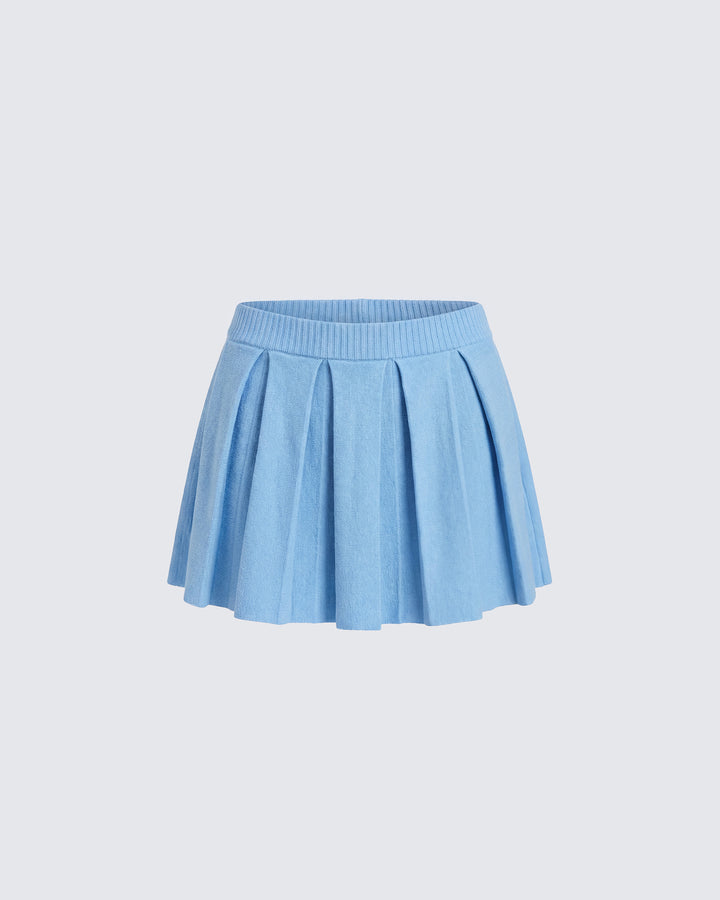 Jodia Blue Pleated Knit Mini Skirt product front