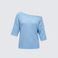 Jodia Blue Rib Slouch Shoulder Knitted Top product front