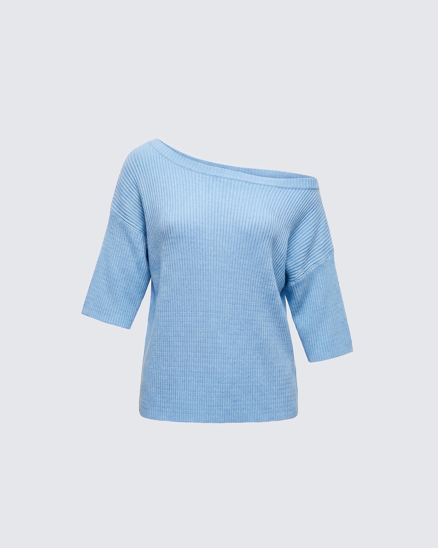Jodia Blue Rib Slouch Shoulder Knitted Top product front