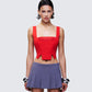 Kaelynn Red Velour Corset model front