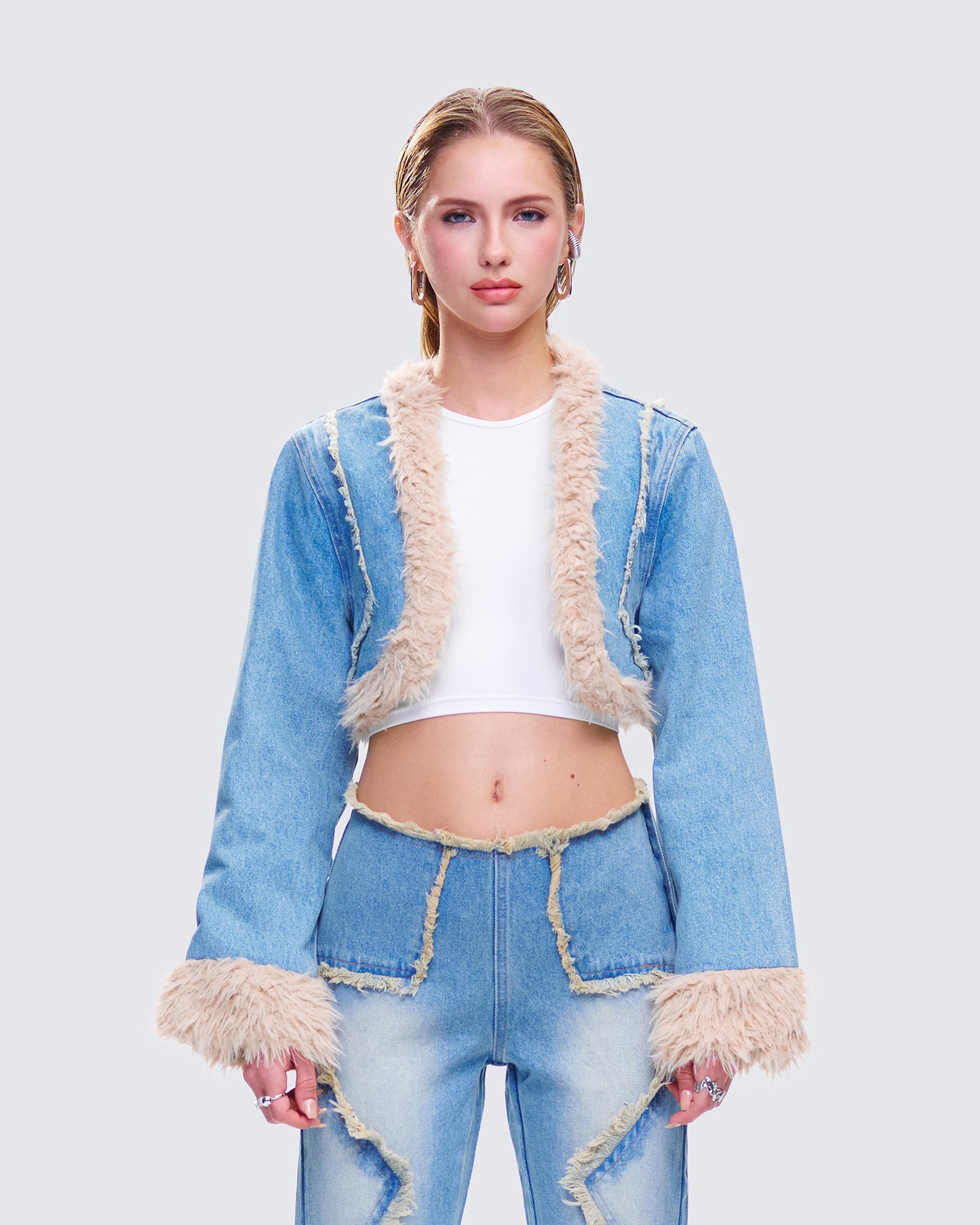 Kaiana Blue Denim Cropped Jacket