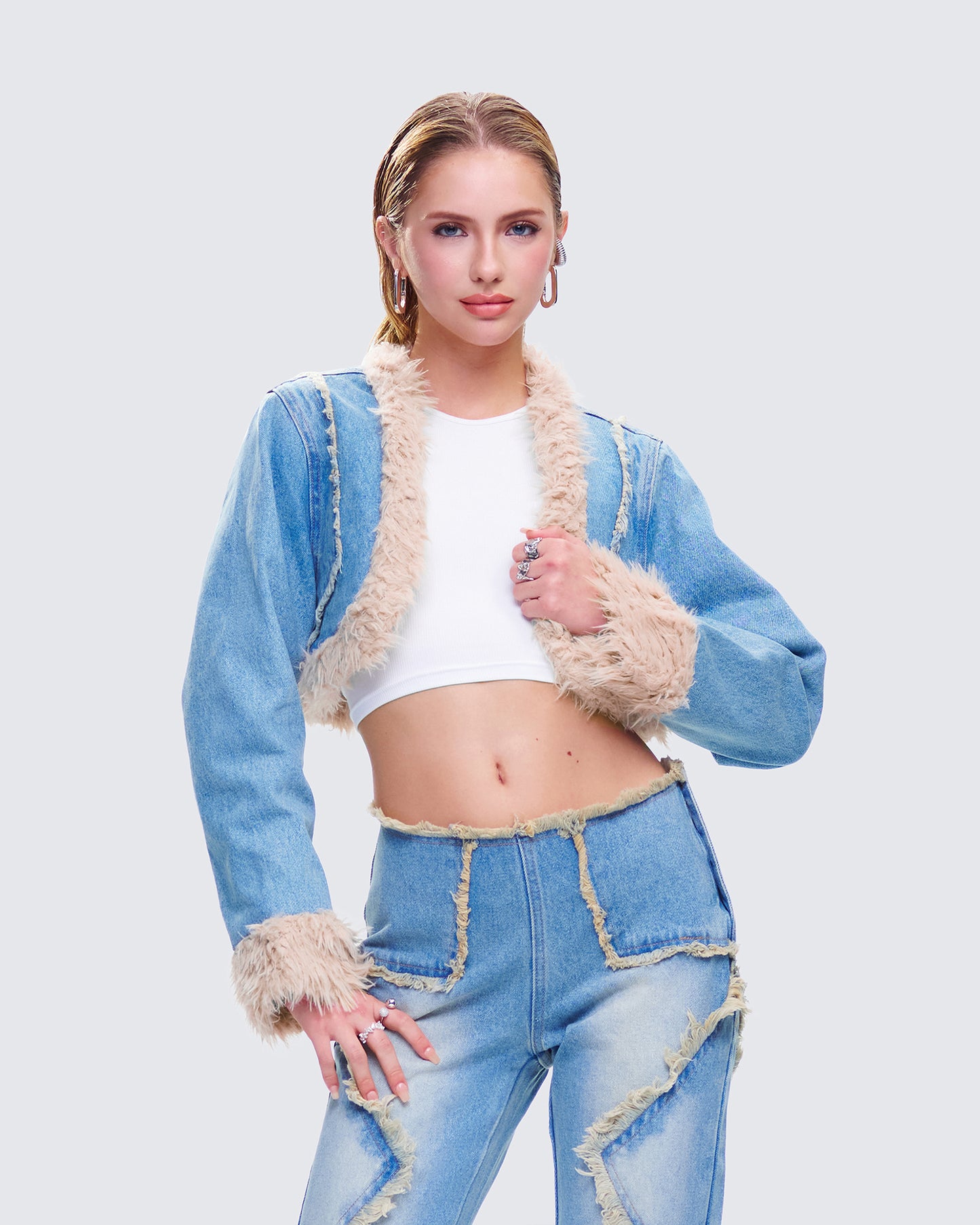 Kaiana Blue Denim Cropped Jacket